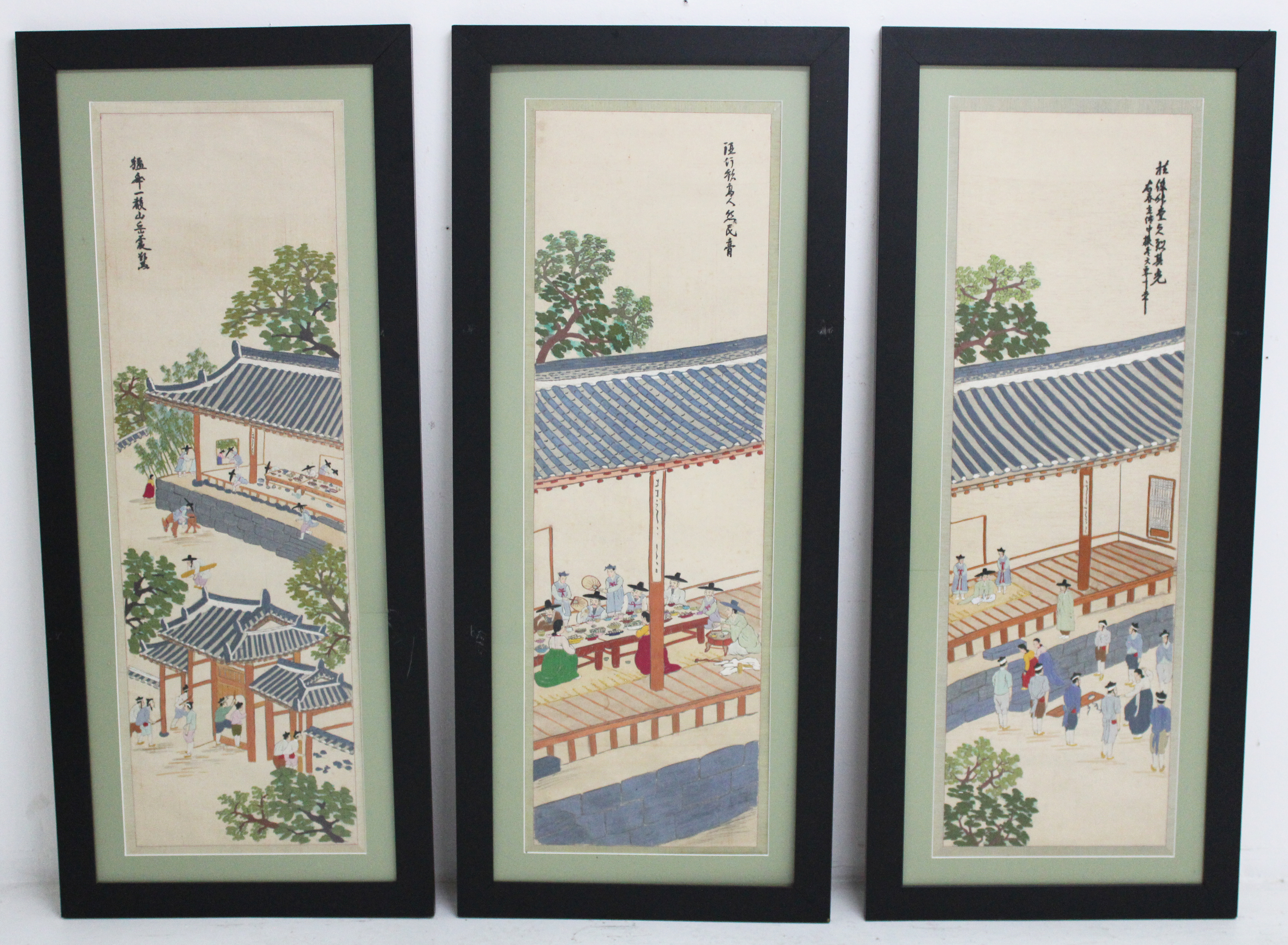 JAPANESE EMBROIDERY TRIPTYCH Japanese 2c8d81