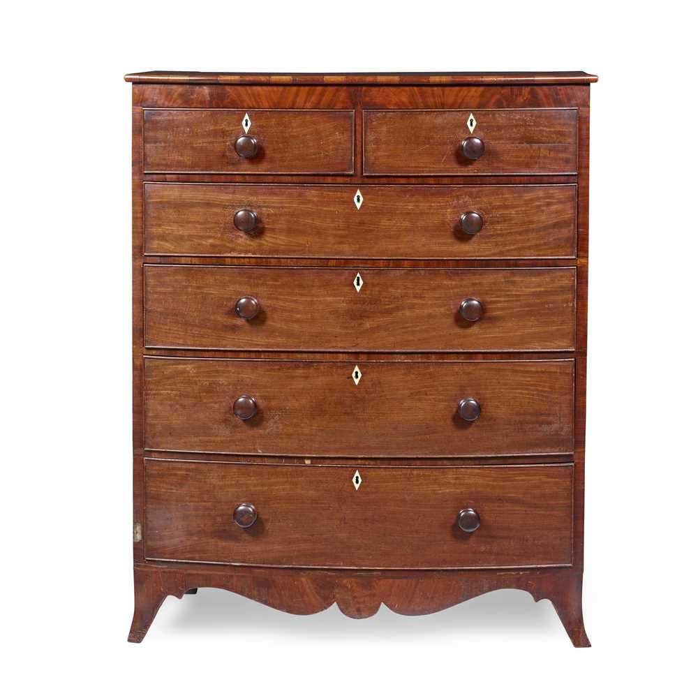 Y GEORGE IV MAHOGANY BOWFRONT TALL 2ca798