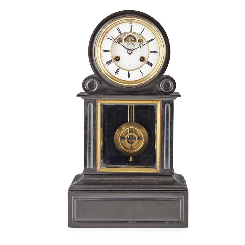 FRENCH BLACK SLATE MANTEL CLOCK,