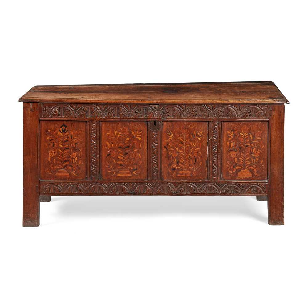 OAK MARQUETRY FOUR PANEL CHEST LATE 2ca7b4