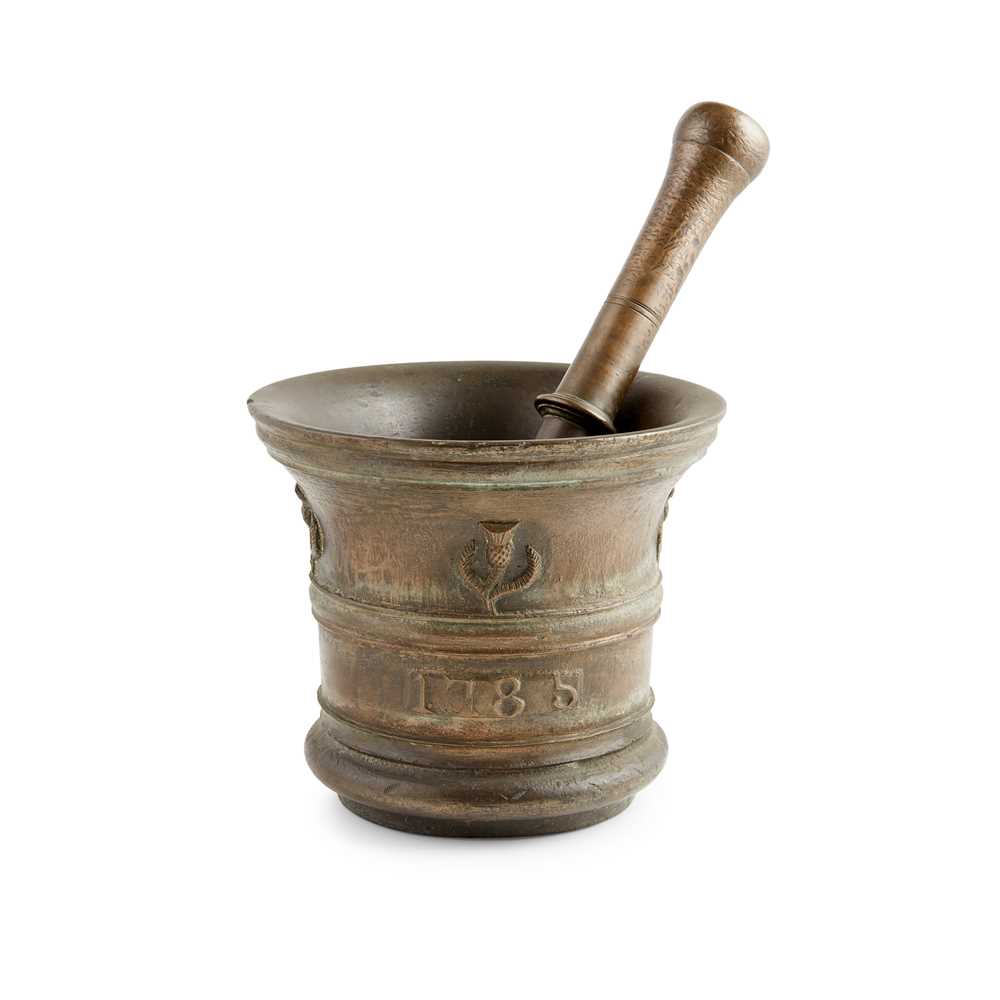 SCOTTISH BRONZE MORTAR AND PESTLE
LATE