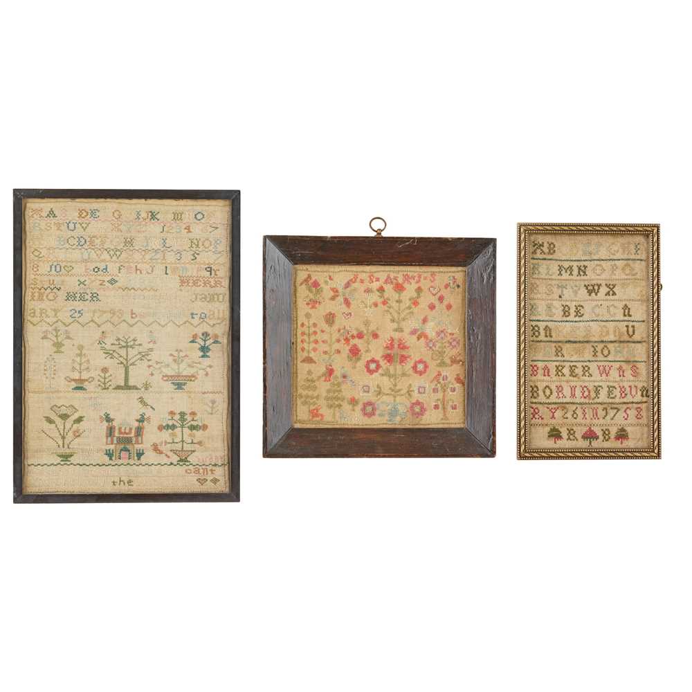 THREE GEORGIAN NEEDLEWORK SAMPLERS 18TH 2ca817