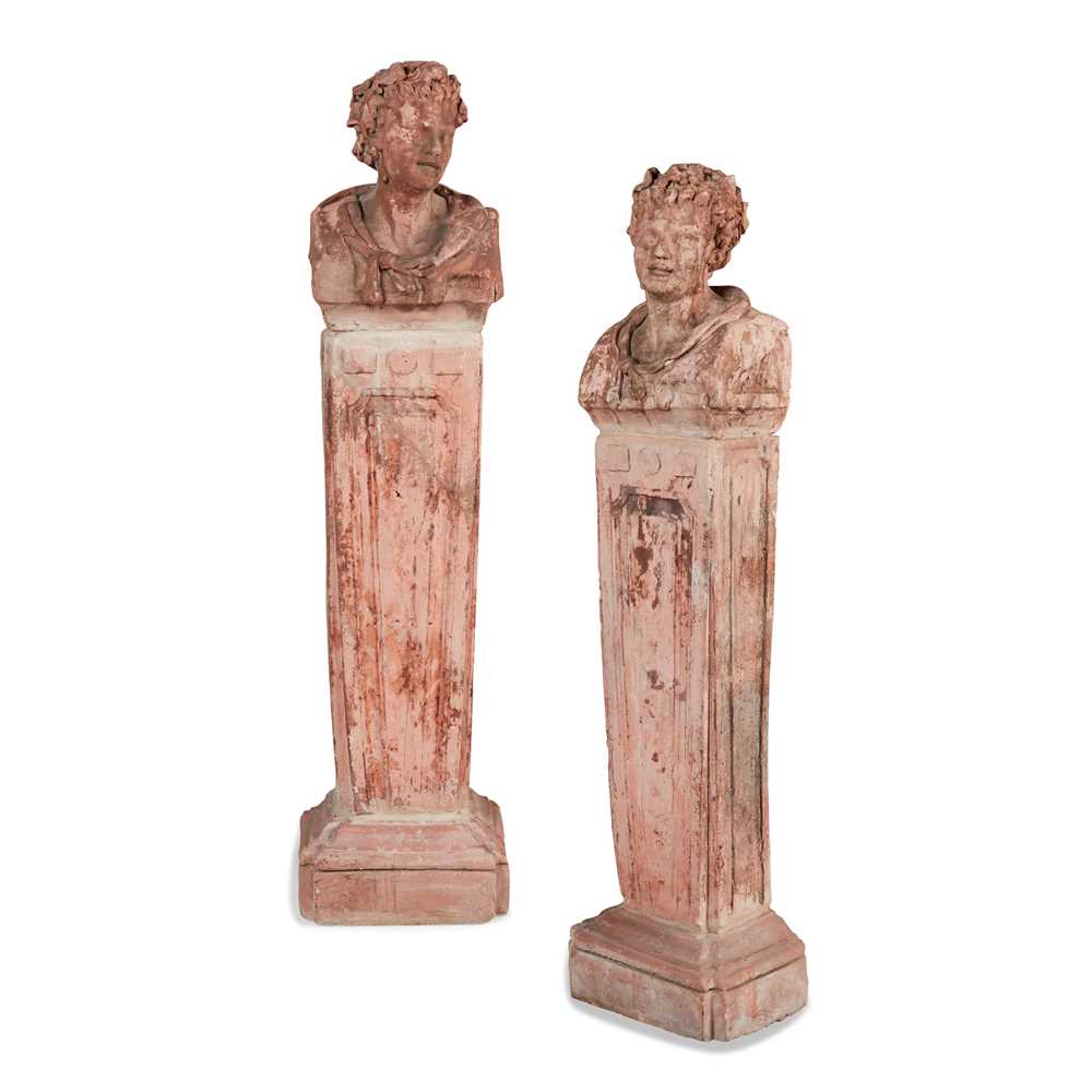 PAIR OF TERRACOTTA BACCHIC TERMS 2ca81d