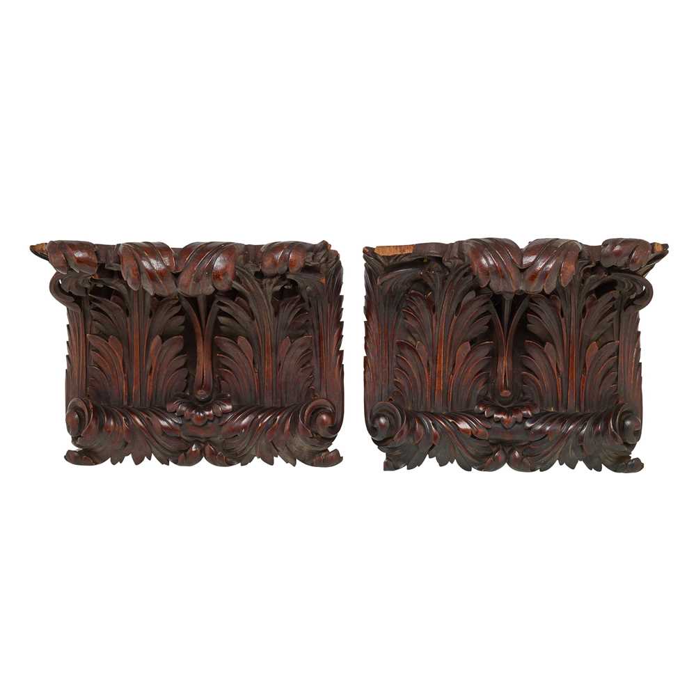 PAIR OF LARGE CARVED OAK WALL BRACKETS 19TH 2ca81e