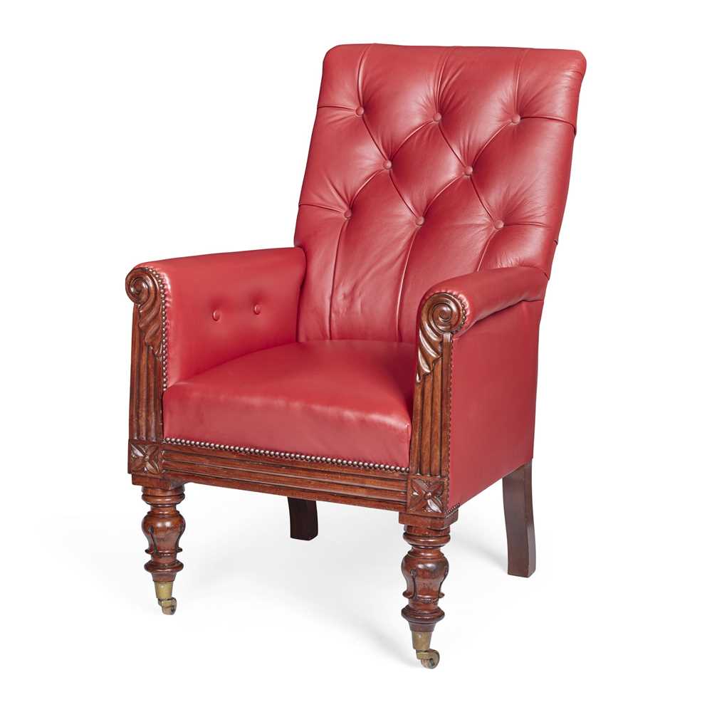 WILLIAM IV MAHOGANY LIBRARY ARMCHAIR EARLY 2ca858