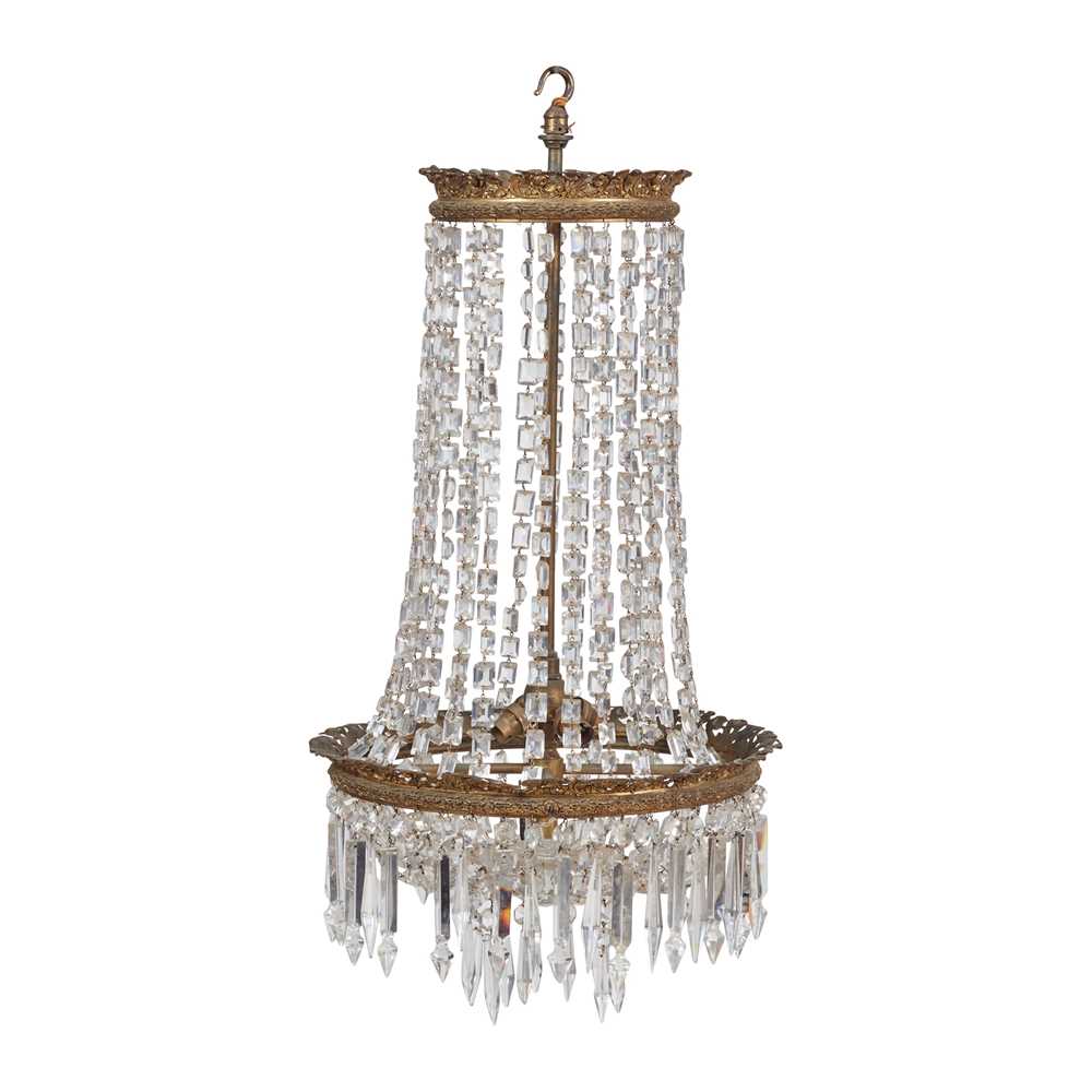 GILT BRASS AND CRYSTAL BASKET CHANDELIER
19TH