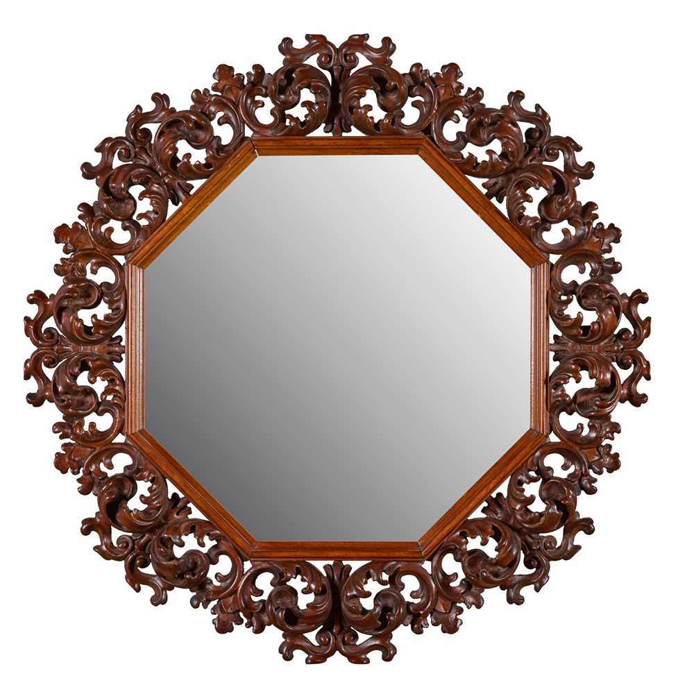 BAROQUE STYLE CARVED WALNUT MIRROR
19TH