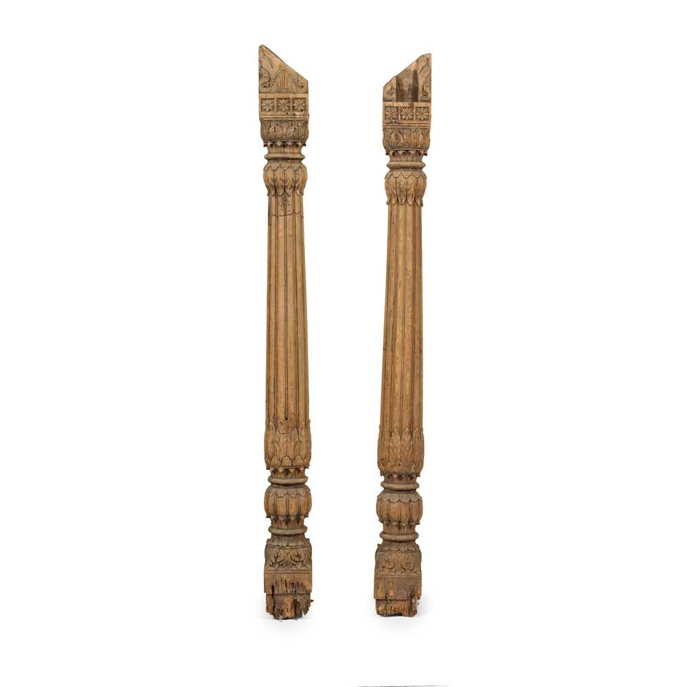PAIR OF LARGE INDIAN CARVED HARDWOOD