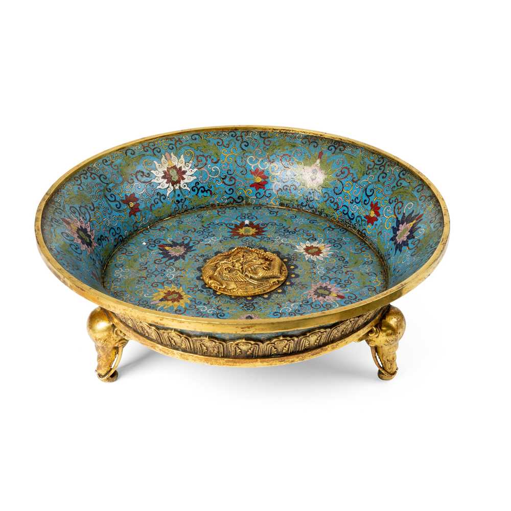 LARGE CLOISONNÉ ENAMEL 'LOTUS'