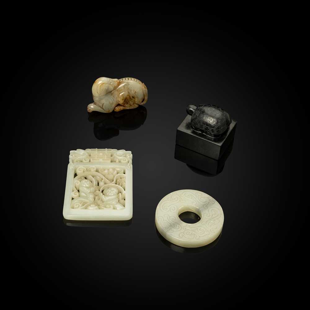 GROUP OF FOUR JADE PIECES comprising  2caba1