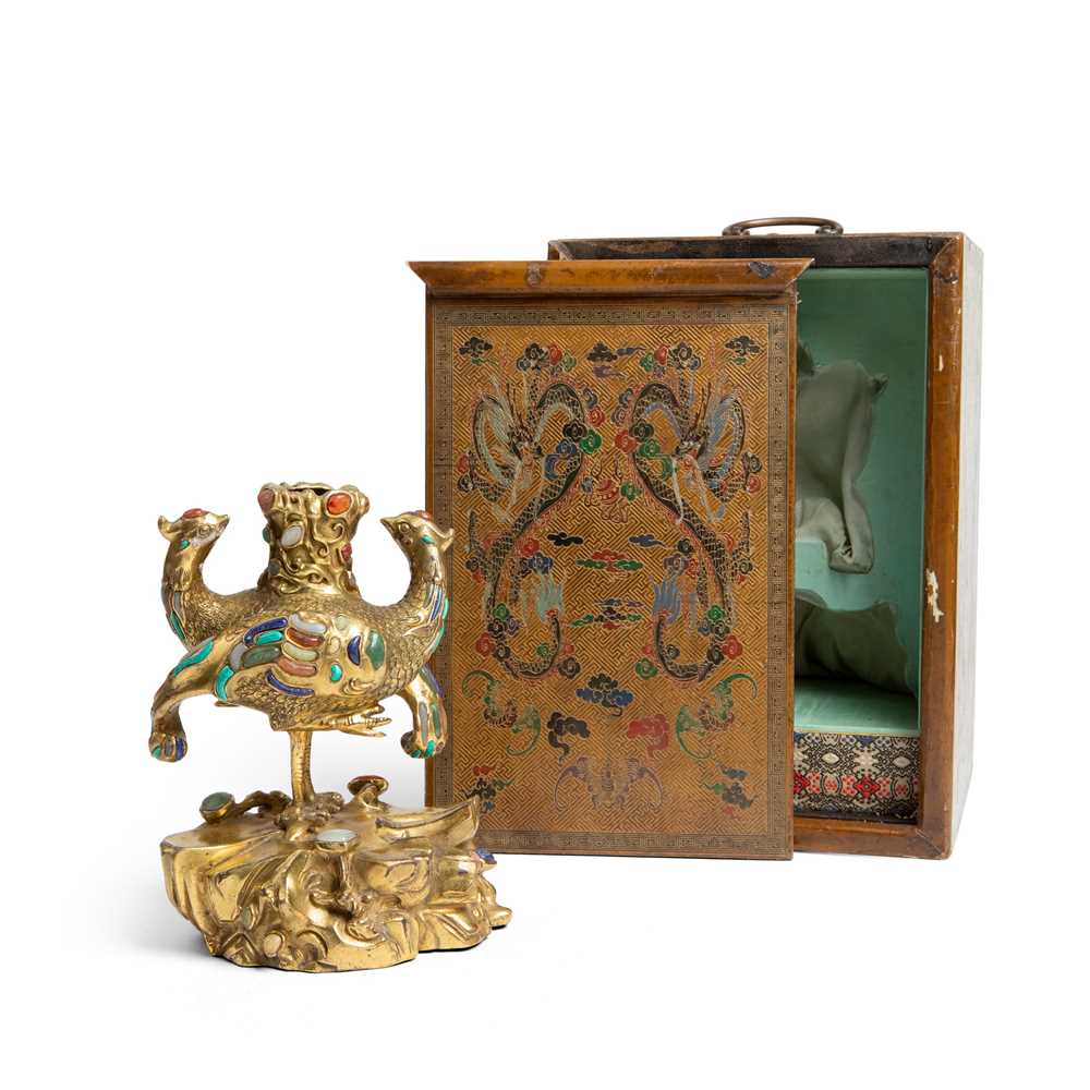 GILT-BRONZE 'DOUBLE PHOENIXES'