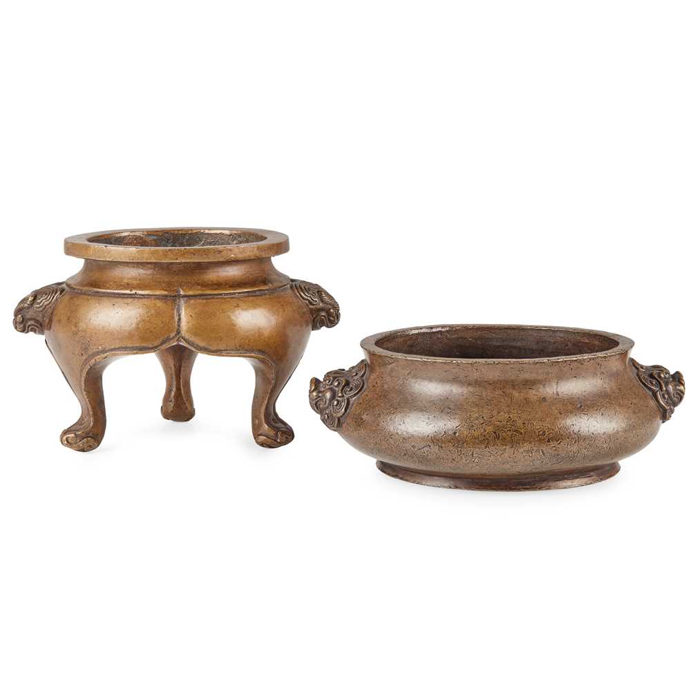 TWO BRONZE CENSERS XUANDE AND ZHENWAN 2cb534