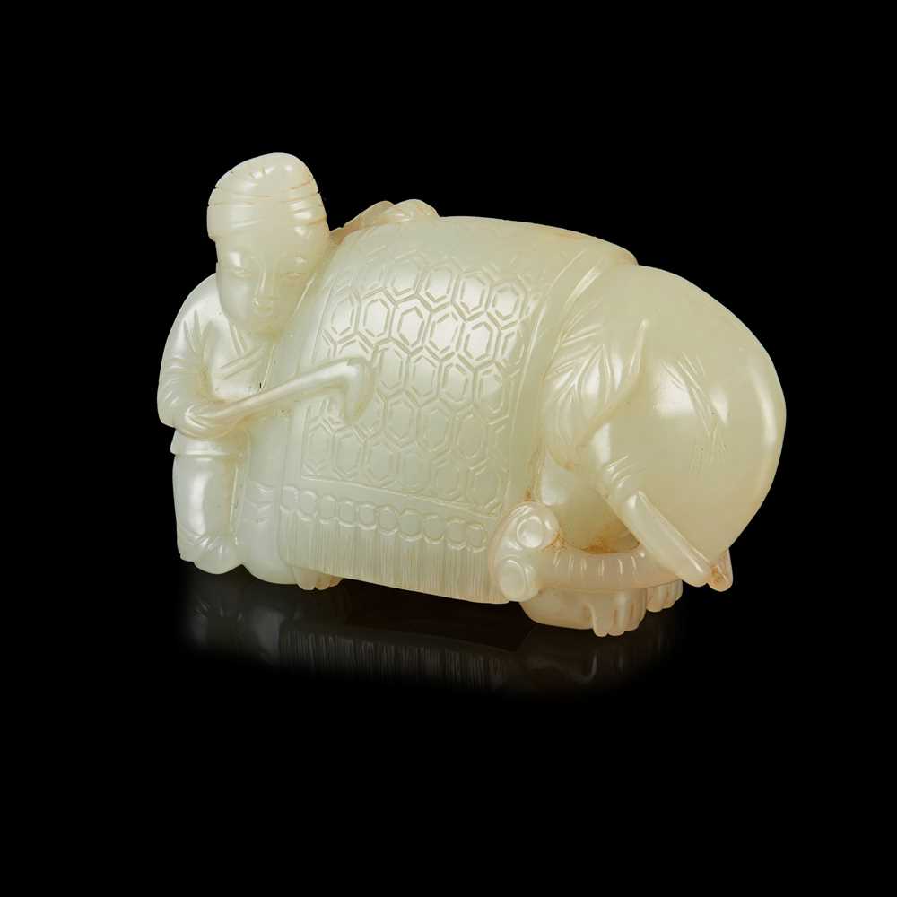 PALE CELADON JADE CARVING OF A