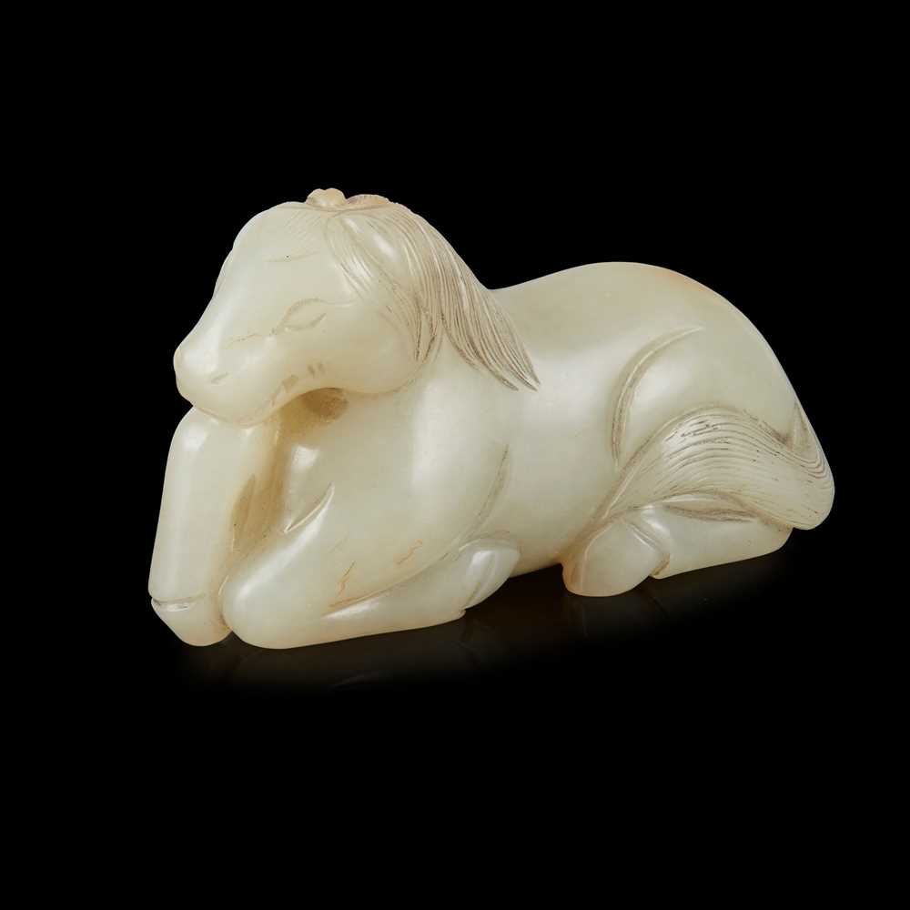 CELADON JADE CARVING OF A RECLINING 2cb546