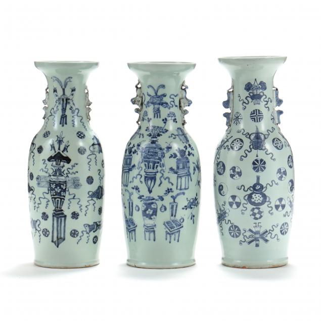 THREE TALL CHINESE CELADON WITH 2c9253