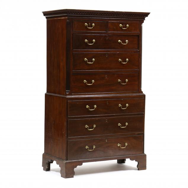 GEORGE III MAHOGANY CHEST ON CHEST