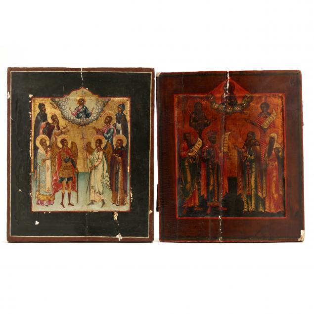 TWO ANTIQUE RUSSIAN ORTHODOX ICON
