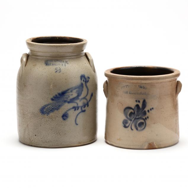 TWO NEW YORK COBALT DECORATED STONEWARE 2c9389