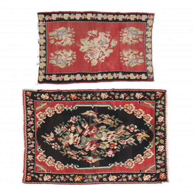 TWO TURKISH FLORAL KILIMS The first