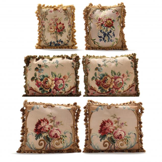 SIX AUBUSSON STYLE FLORAL THROW 2c94a3