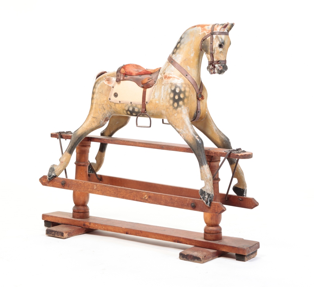 ROCKING HORSE ON GLIDER BASE. American