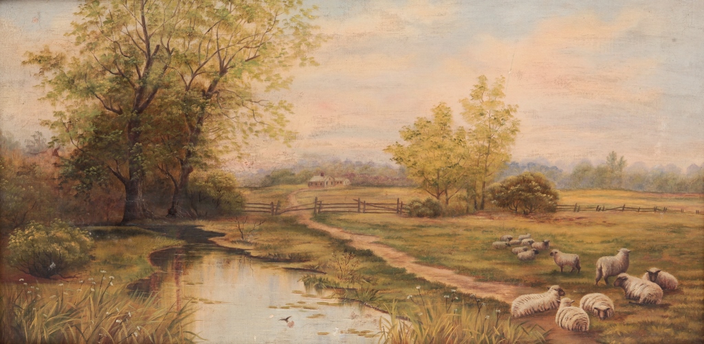 PASTORAL SCENE WITH SHEEP American 2c9d89