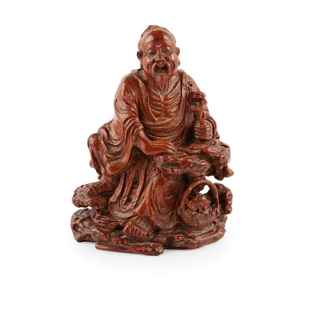 BAMBOO CARVING OF A LUOHAN QING 2cc55d