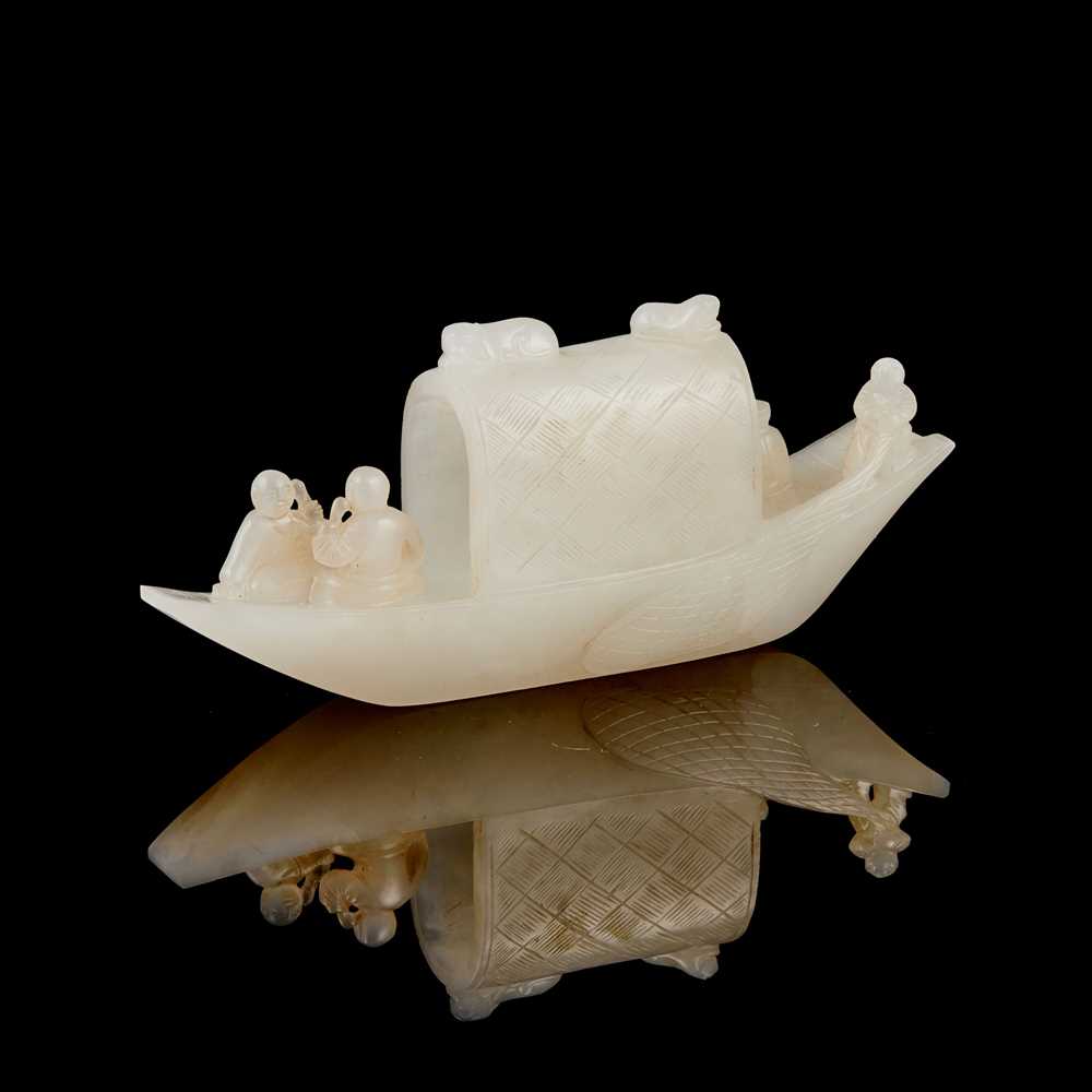 WHITE JADE CARVING OF A SAMPAN
QING