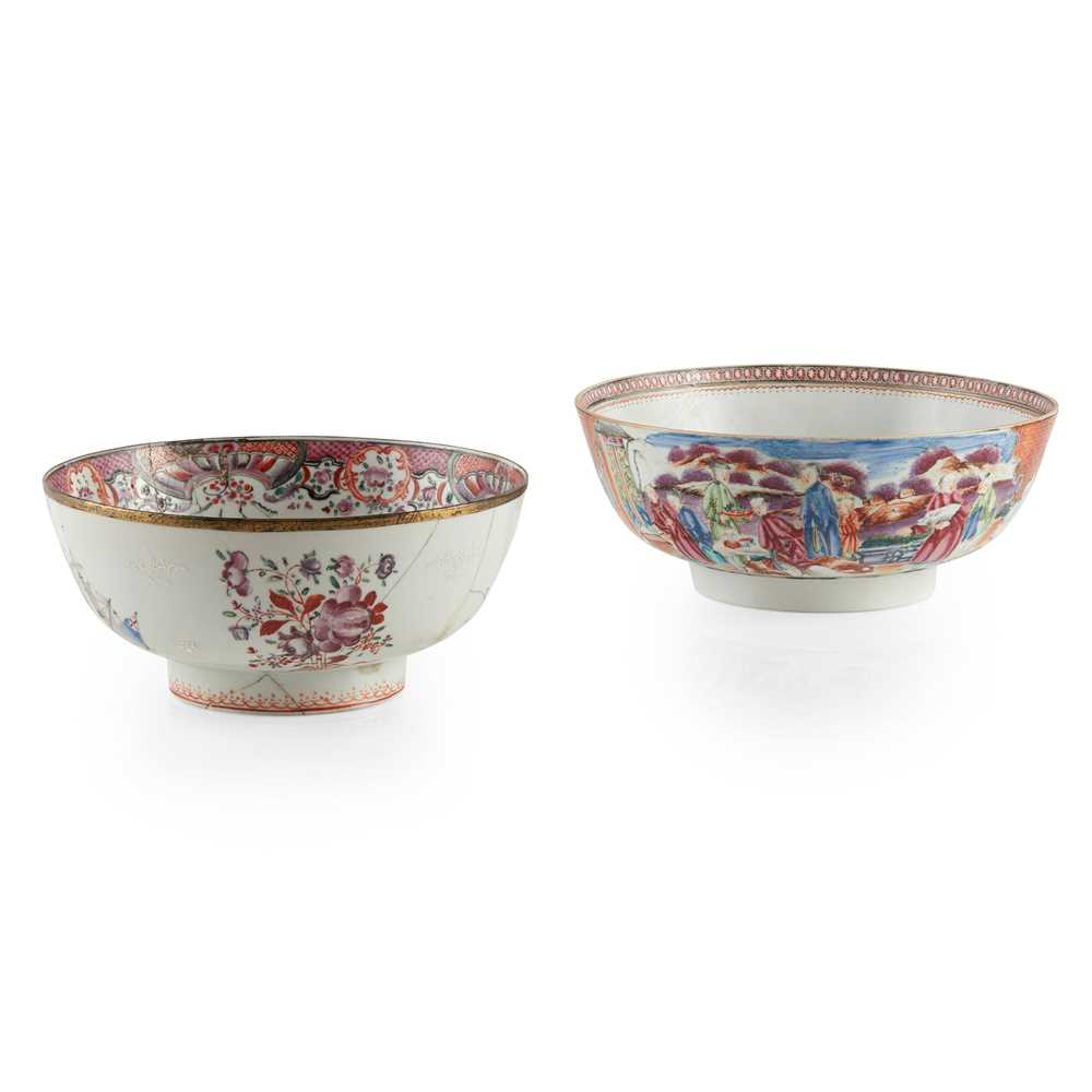 TWO EXPORT FAMILLE ROSE BOWLS QING 2cc5f3