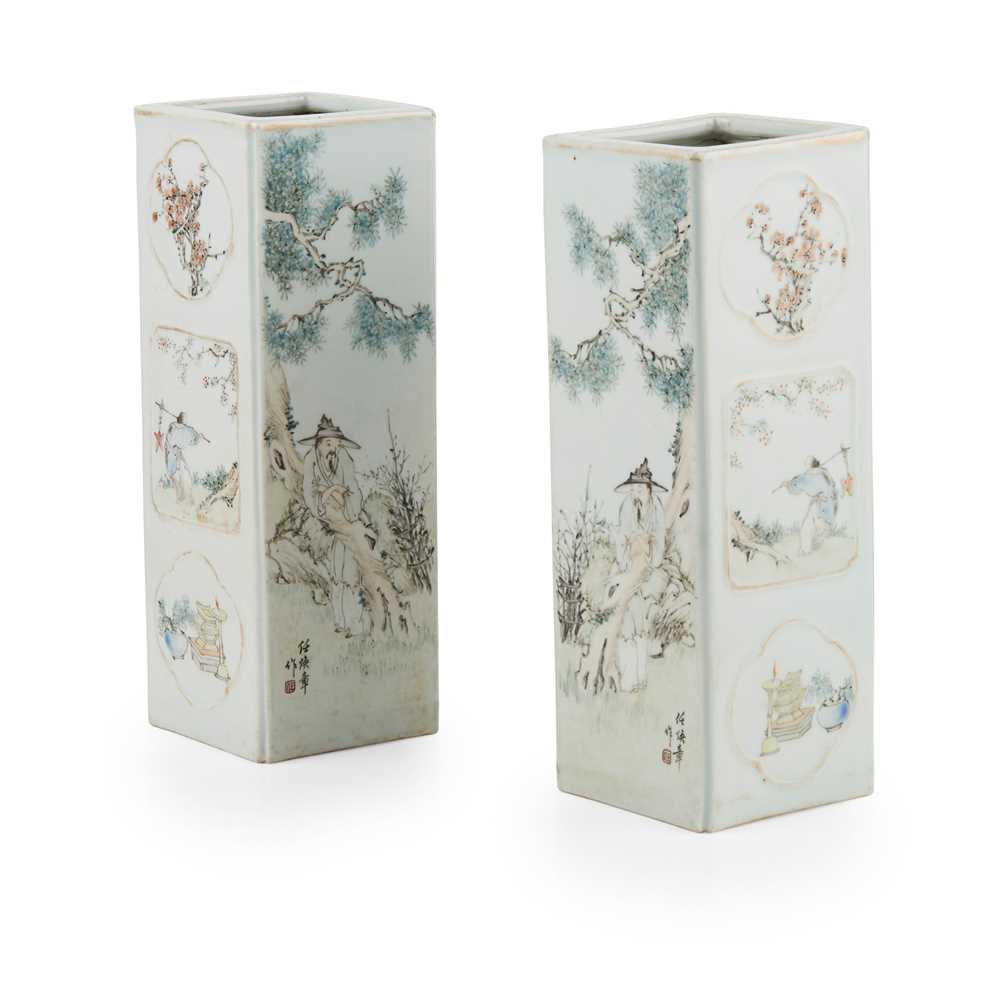 PAIR OF QIANJIANG ENAMELLED FOUR SECTION 2cc650