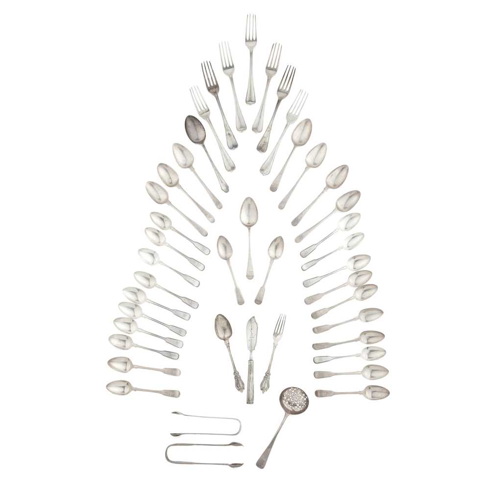 A MIXED COLLECTION OF FLATWARE in include;