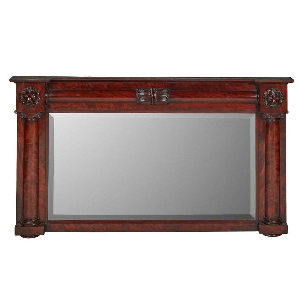 REGENCY MAHOGANY OVERMANTEL MIRROR EARLY 2cc93c