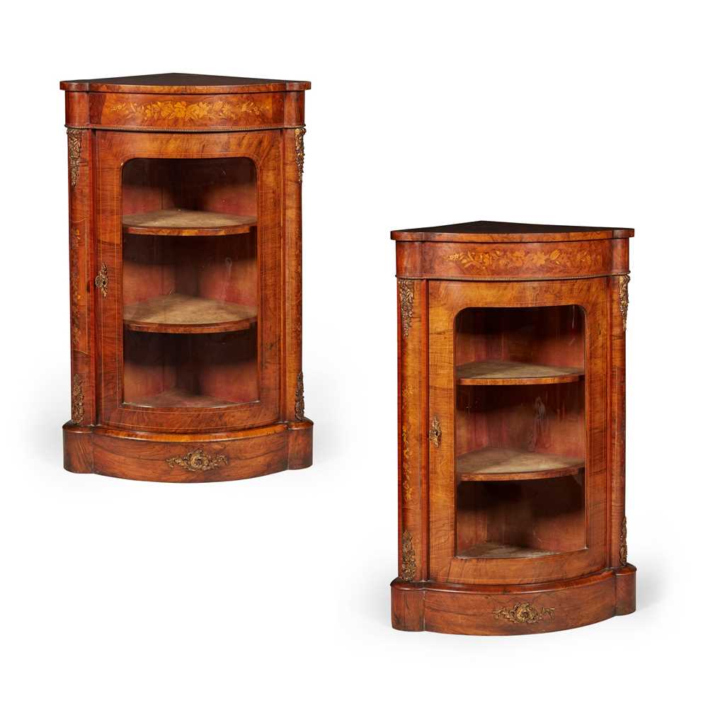 PAIR OF VICTORIAN WALNUT AND MARQUETRY 2cc97d