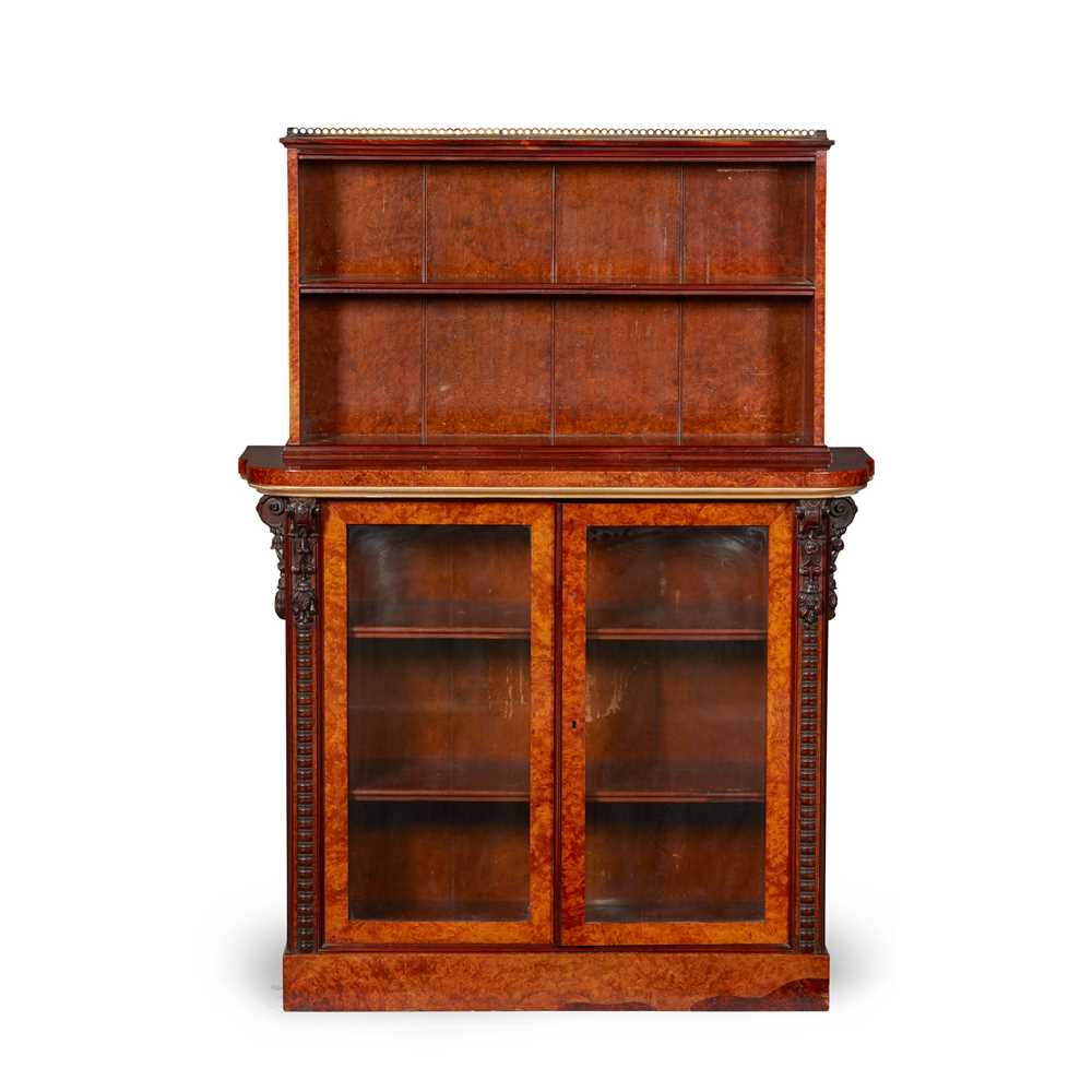 VICTORIAN AMBOYNA, MAHOGANY, AND