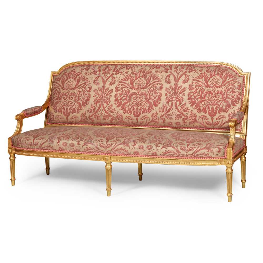LOUIS XVI STYLE GILTWOOD CANAPE 19TH 2cca14
