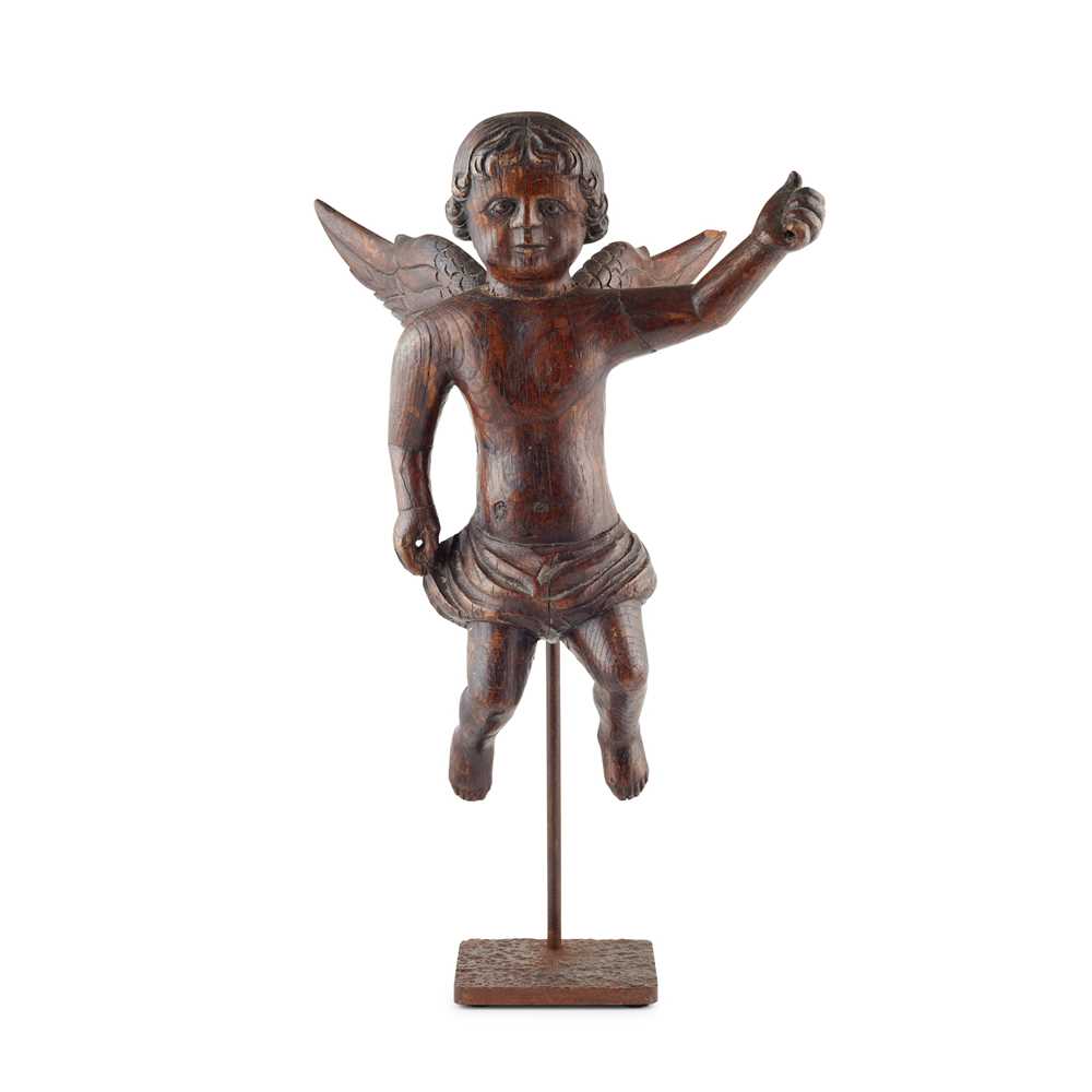 SPANISH CARVED OAK FIGURE OF A