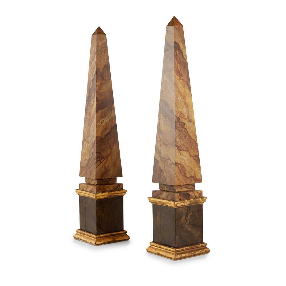 PAIR OF LARGE PAINTED WOOD OBELISKS 20TH 2cca33