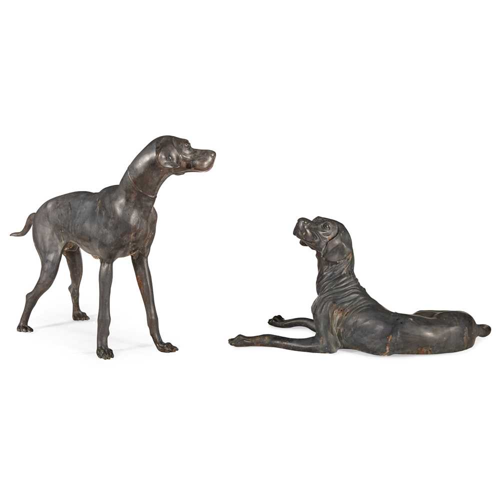 TWO LIFE-SIZE BRONZE FIGURES OF