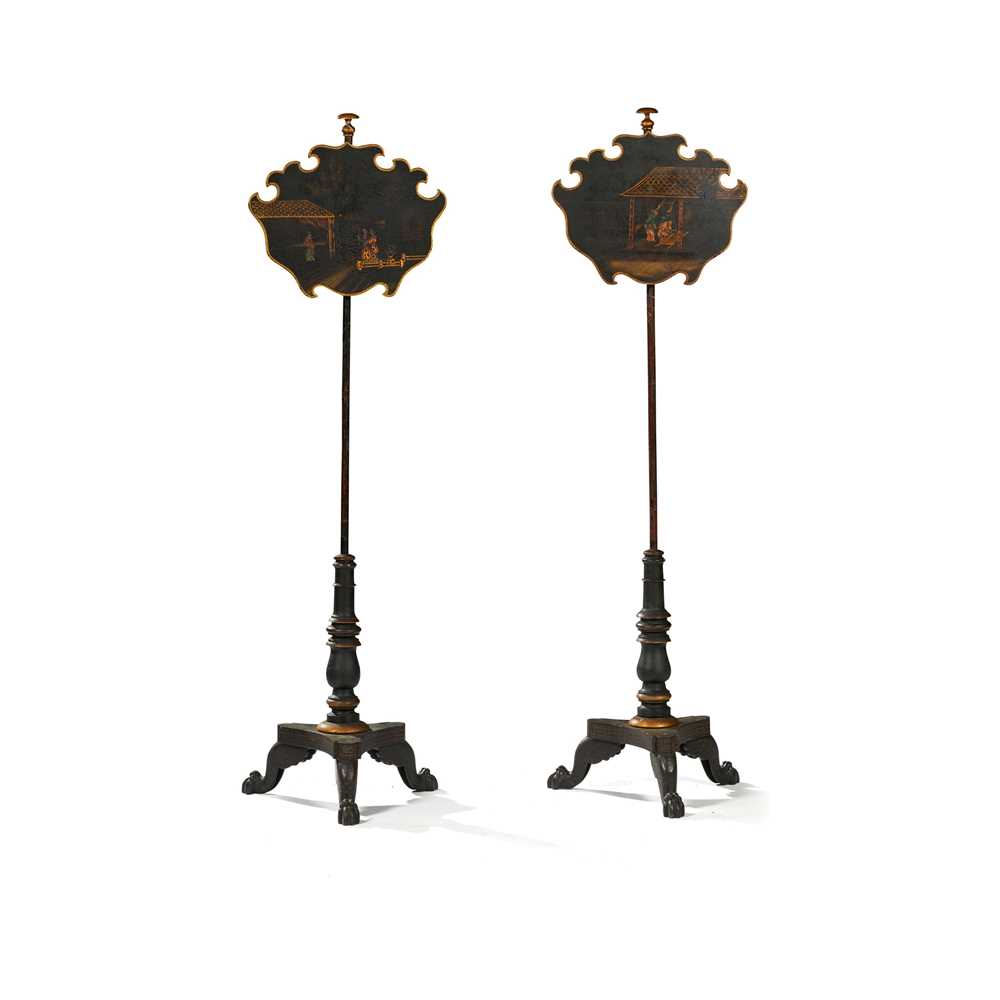 PAIR OF REGENCY BLACK JAPANNED