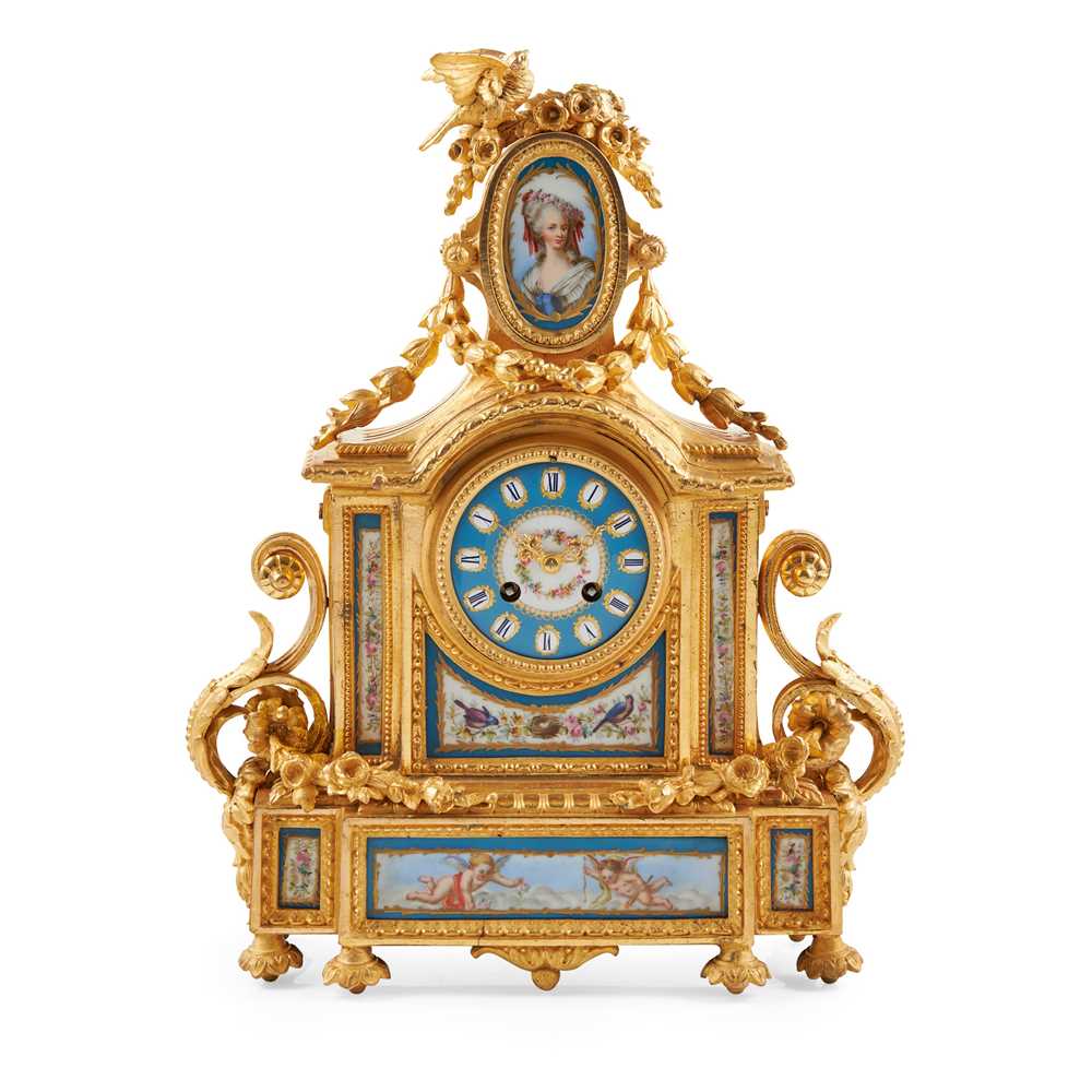 FRENCH GILT BRONZE AND PORCELAIN MOUNTED