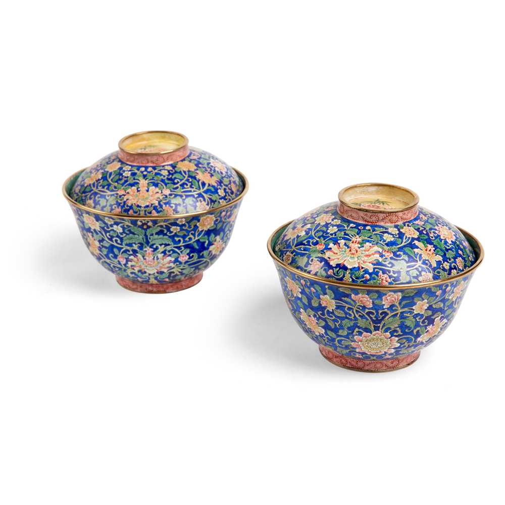 PAIR OF PAINTED ENAMEL TEABOWLS 2cce3b