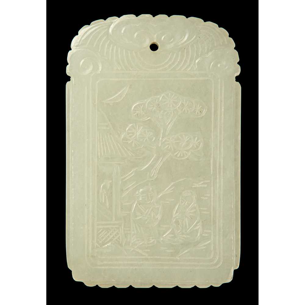 WHITE JADE RECTANGULAR PLAQUE QING 2cce4d