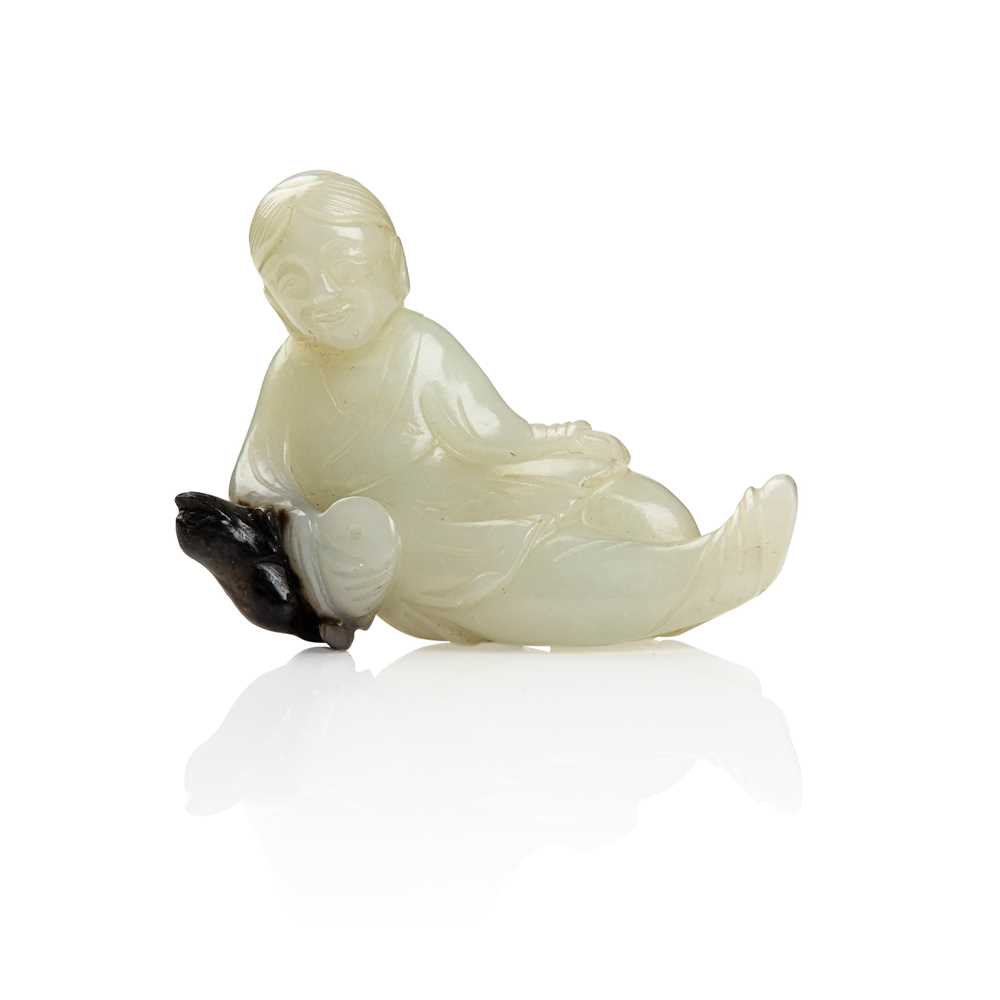 WHITE JADE CARVING OF LIU HAI AND