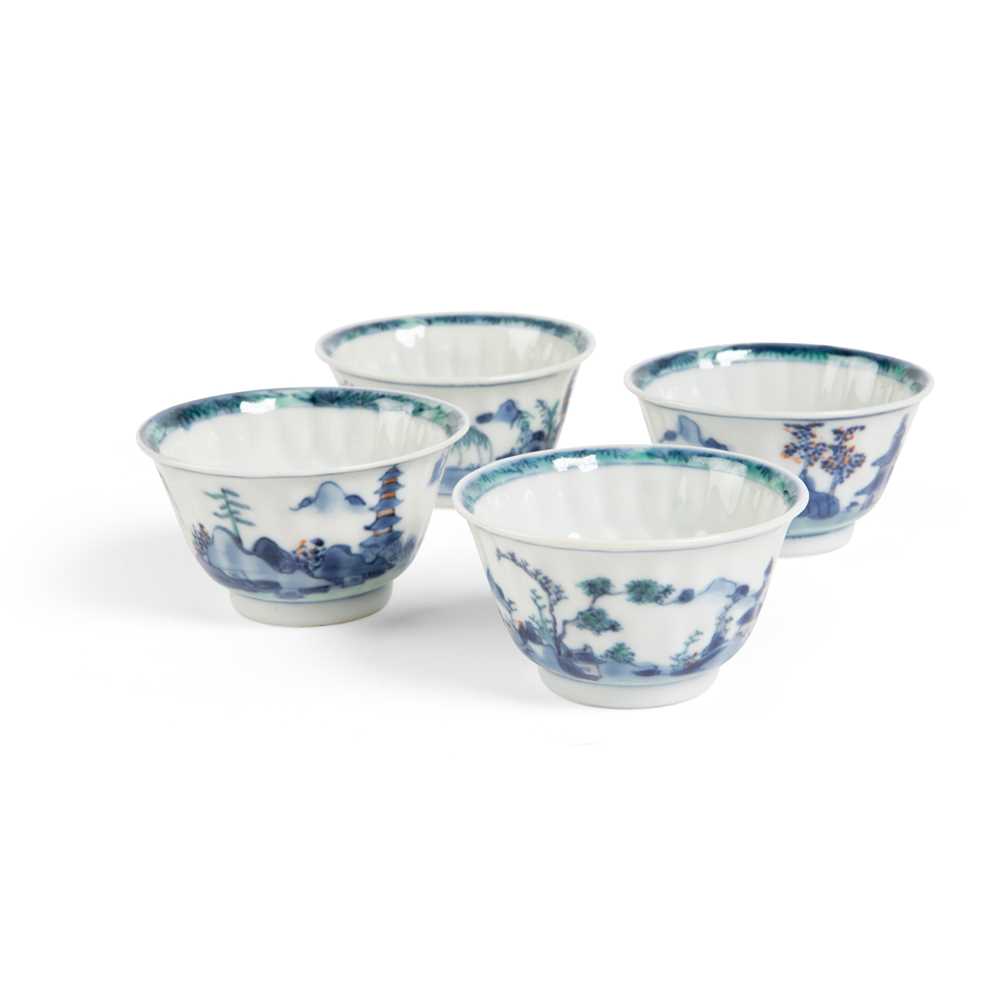 SET OF FOUR DOUCAI CUPS
QING DYNASTY,