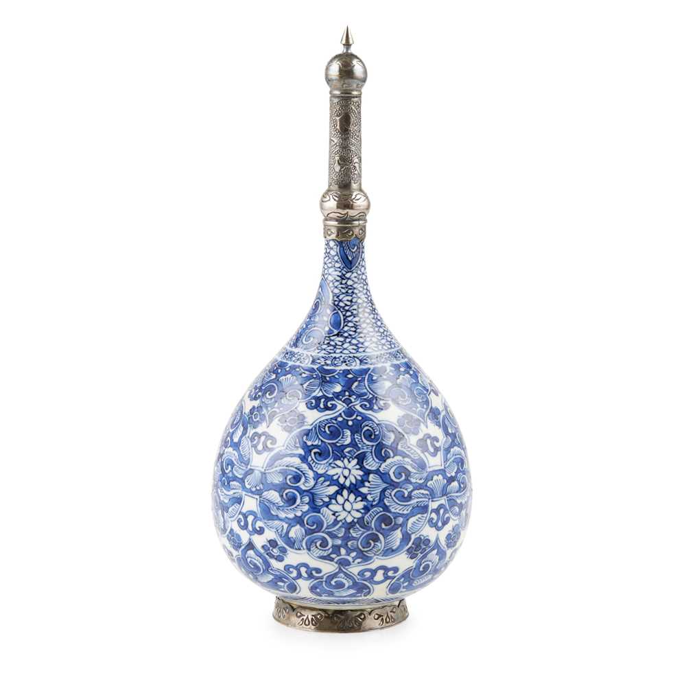 BLUE AND WHITE SILVER MOUNTED ROSEWATER 2cce9a