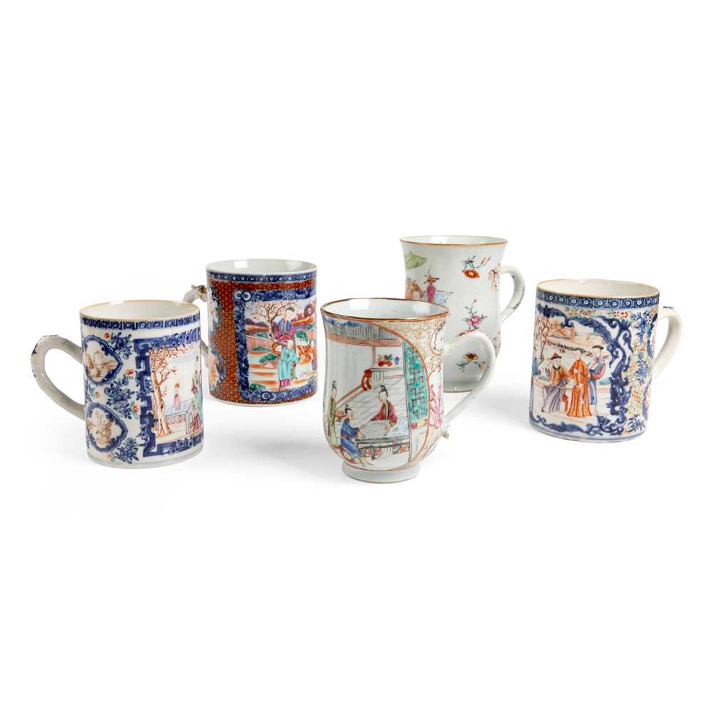 GROUP OF FIVE EXPORT TANKARDS QING 2ccec9