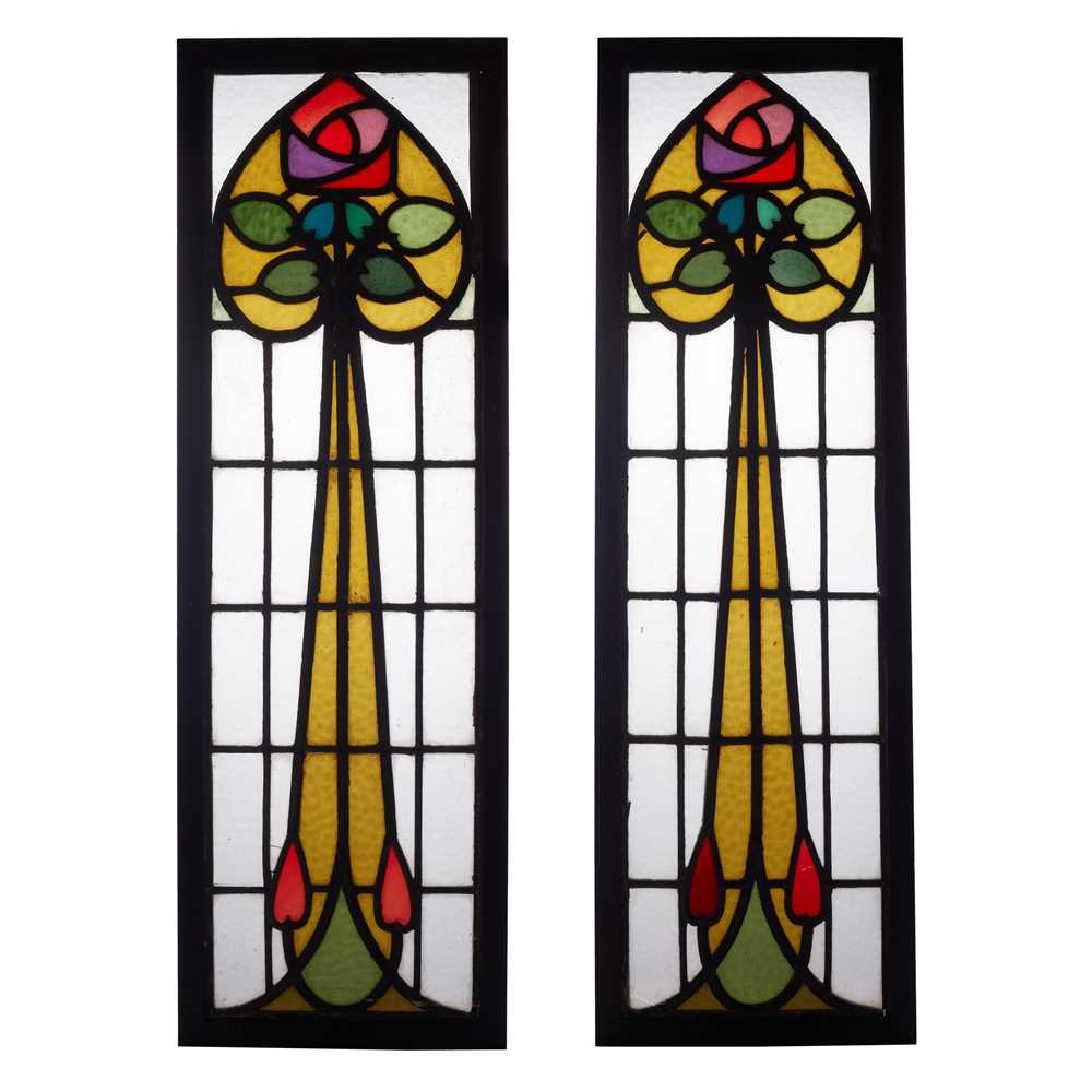 GLASGOW SCHOOL
PAIR OF STAINED GLASS