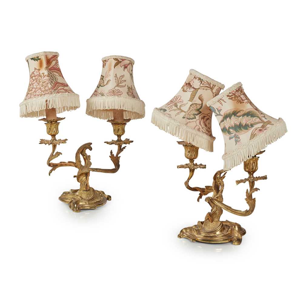 A PAIR OF ROCOCO STYLE GILT BRONZE