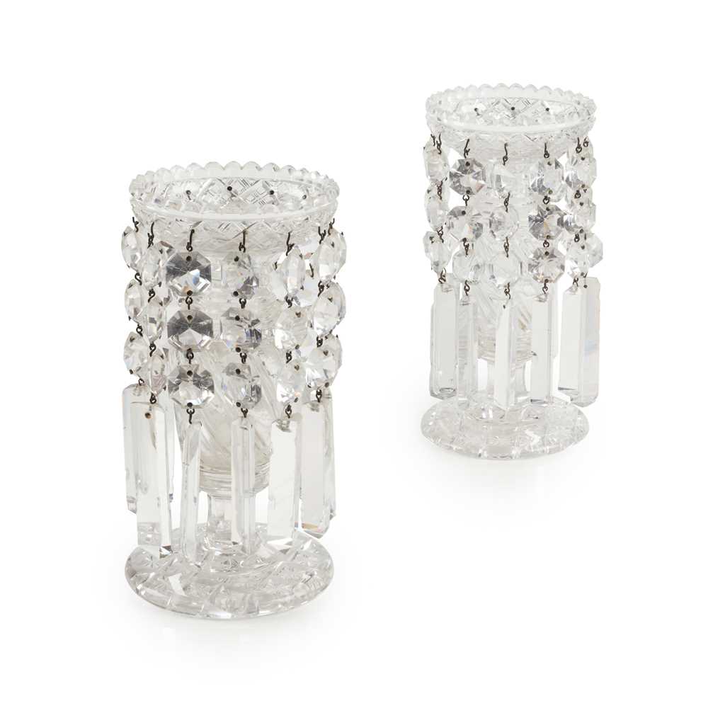 A PAIR OF CUT GLASS CANDLE LUSTRES
19TH