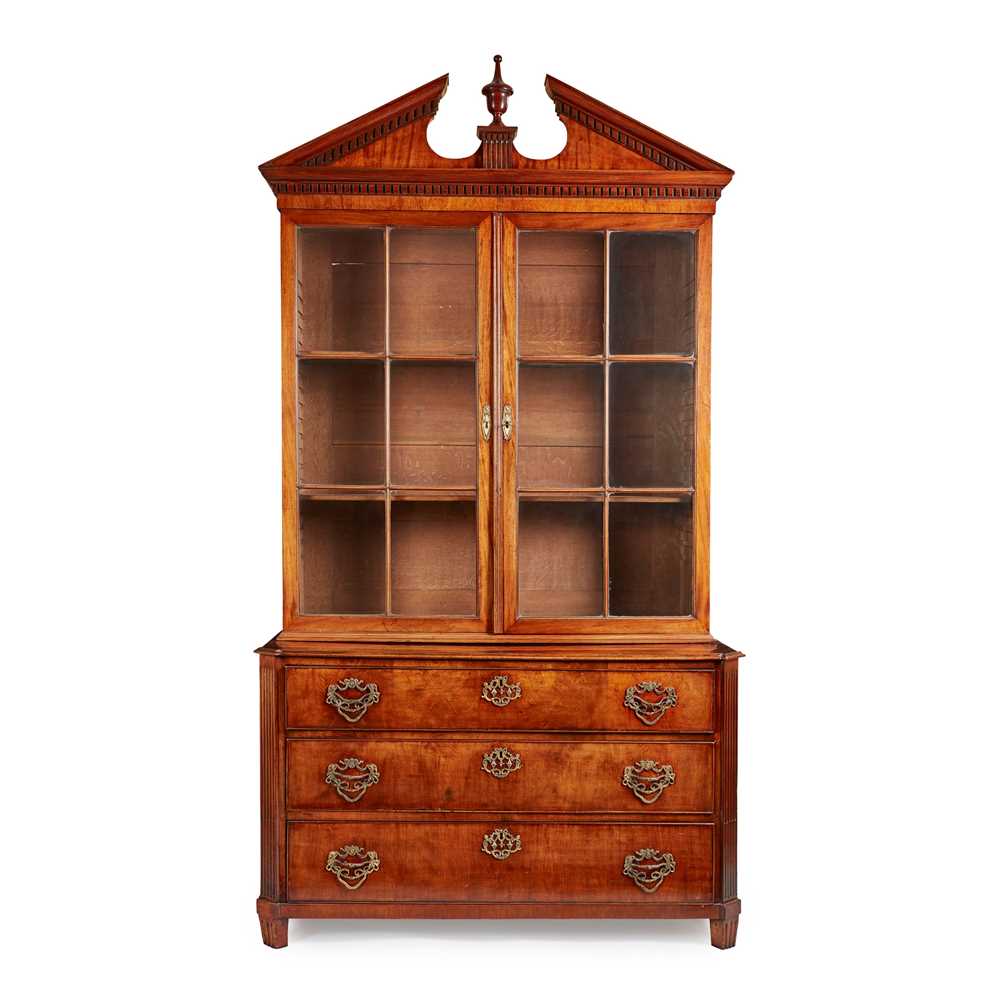A DUTCH MAHOGANY BOOKCASE ON CHEST
LATE